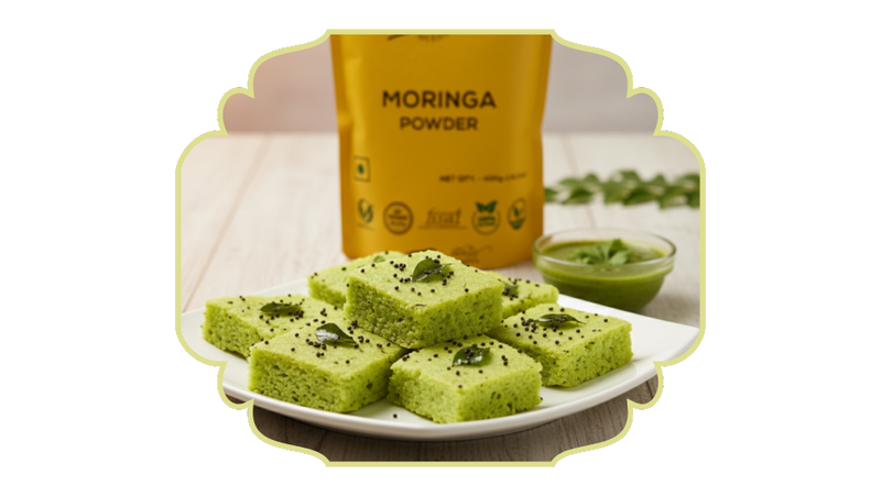 A soft and spongy Gujarati - Moringa Dhokla !