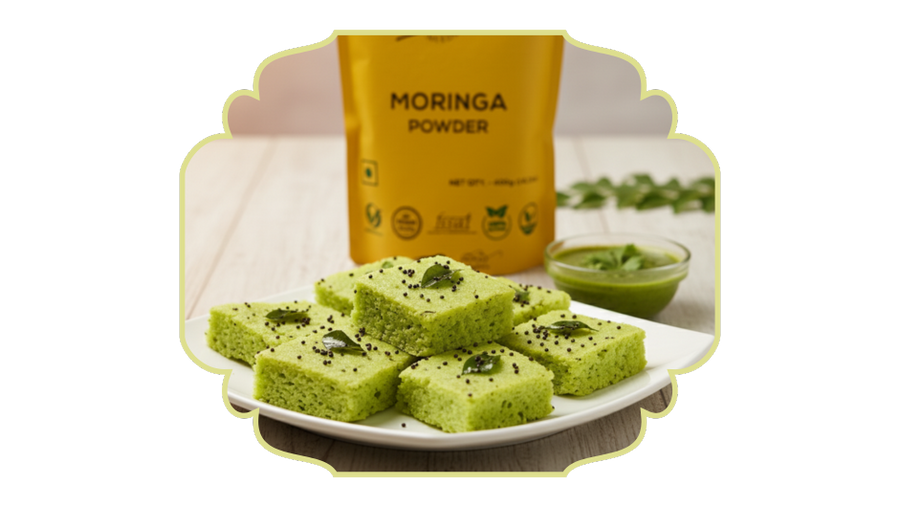 A soft and spongy Gujarati - Moringa Dhokla !