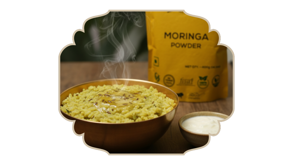 Moringa Khichdi – rice and moong dal with moringa !