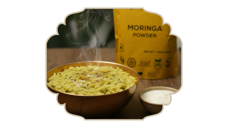 Moringa Khichdi – rice and moong dal with moringa !