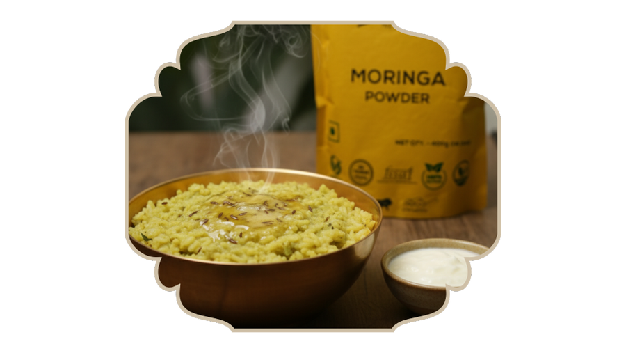 Moringa Khichdi – rice and moong dal with moringa !
