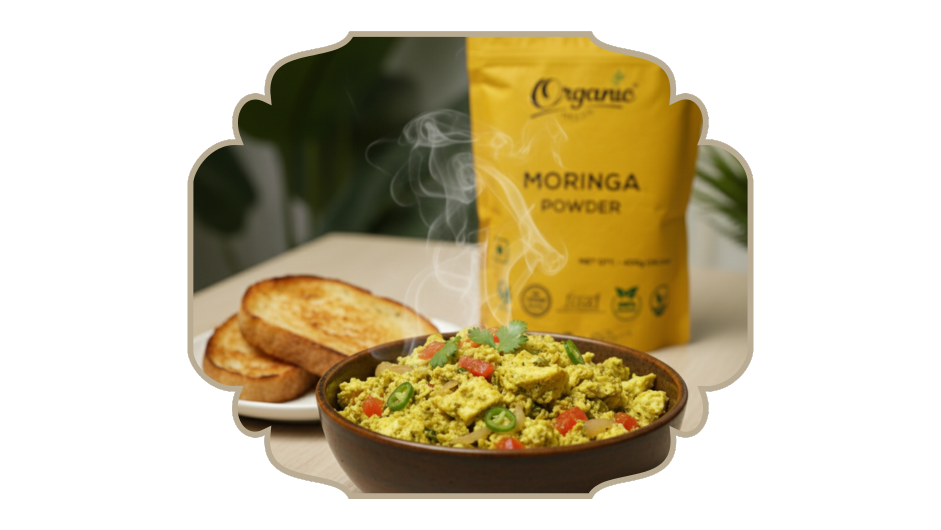 Quick, protein-rich Paneer bhurji - with Moringa !
