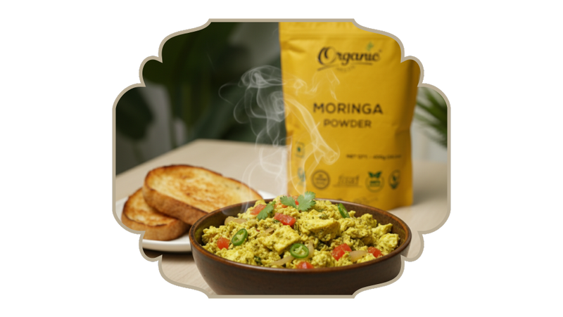 Quick, protein-rich Paneer bhurji - with Moringa !