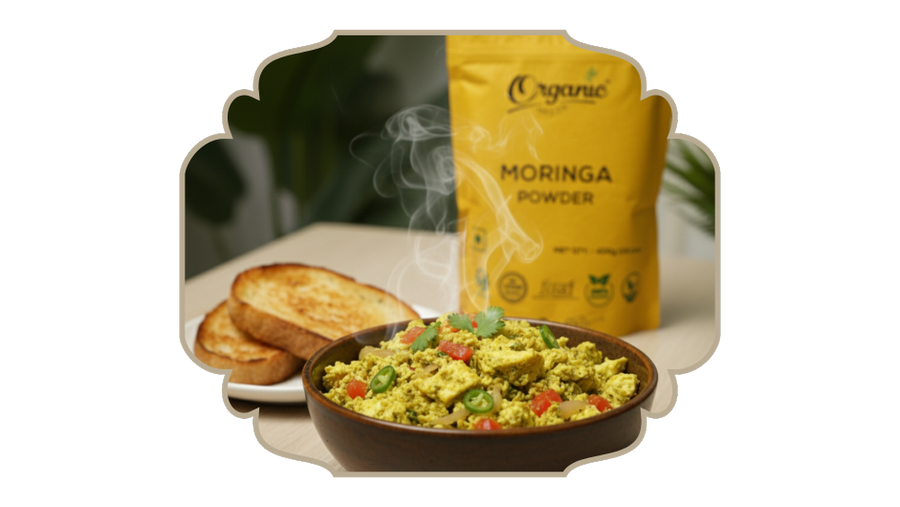 Quick, protein-rich Paneer bhurji - with Moringa !