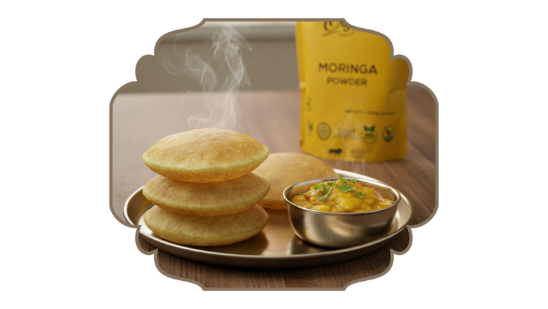 Fluffy and golden fried - Moringa Pooris !