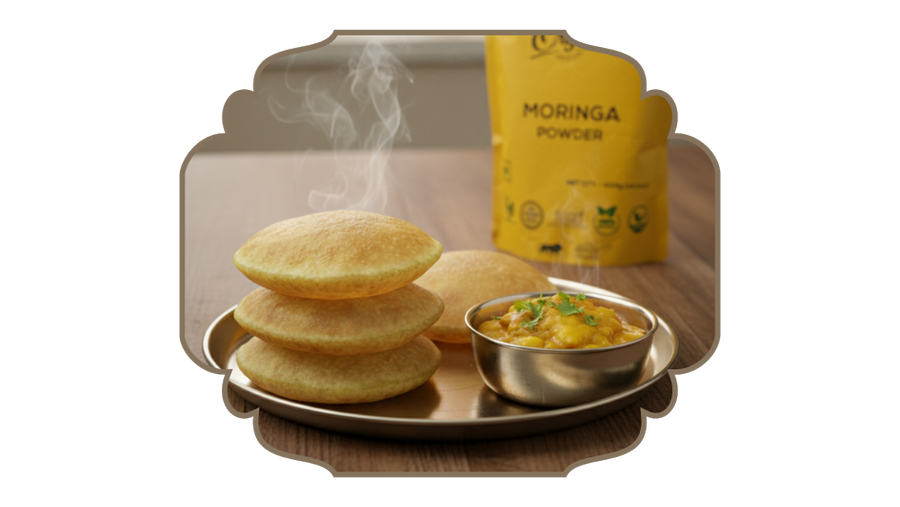 Fluffy and golden fried - Moringa Pooris !