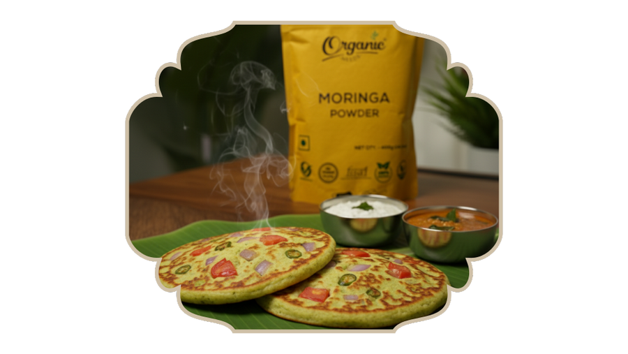 Thick, soft, topped with vegetables - Moringa uttapam !