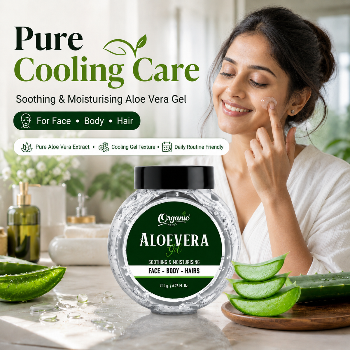 Aloe Vera Gel - 100% Pure & Natural, Soothing Gel for Face, Hair & Skin