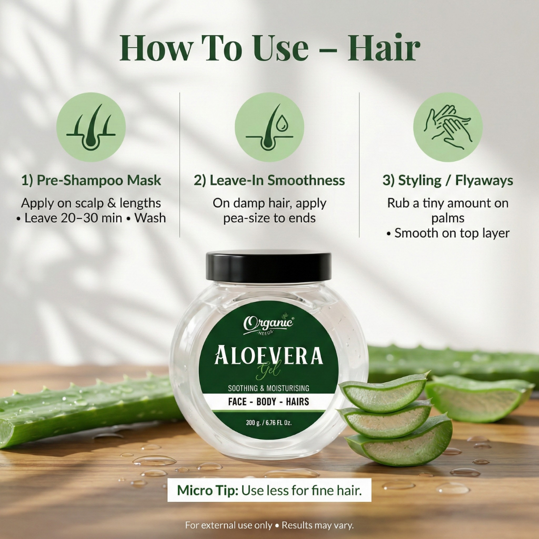 Aloe Vera Gel - 100% Pure & Natural, Soothing Gel for Face, Hair & Skin