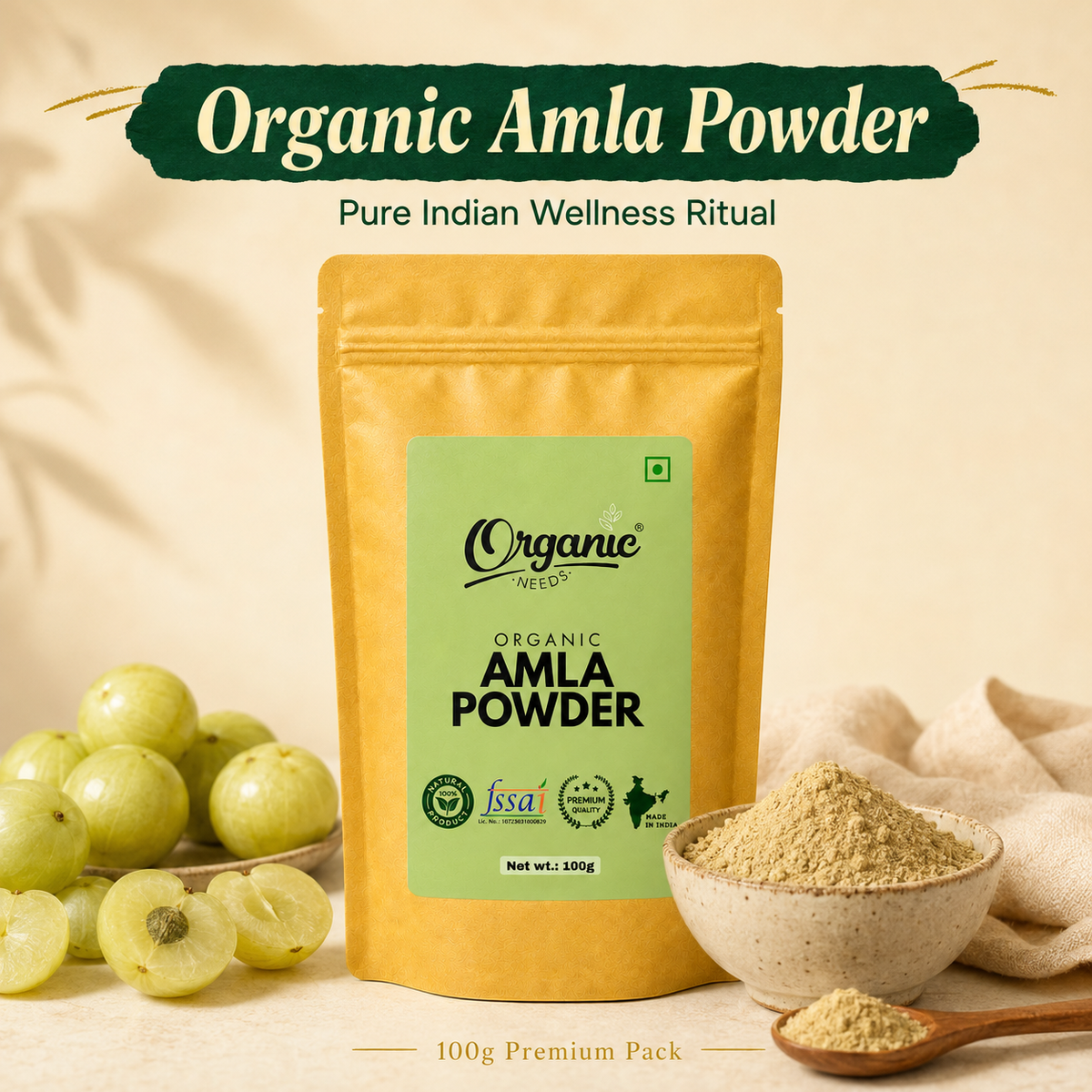Organic Amla Powder | Pure Indian Amla Powder for Immunity, Digestion, Skin & Hair Wellness
