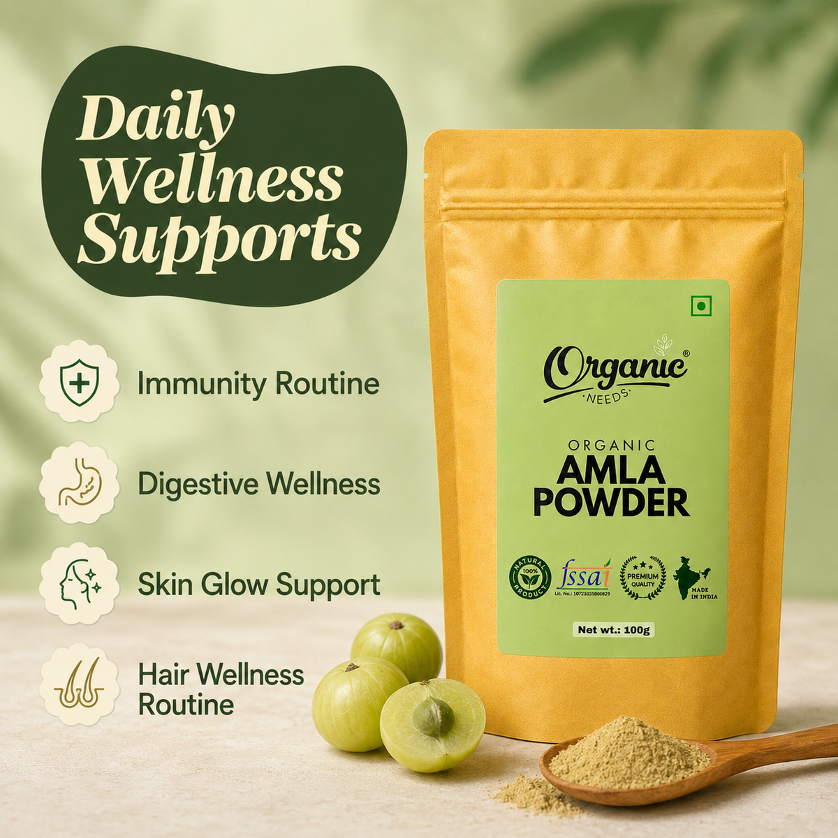 Organic Amla Powder | Pure Indian Amla Powder for Immunity, Digestion, Skin & Hair Wellness