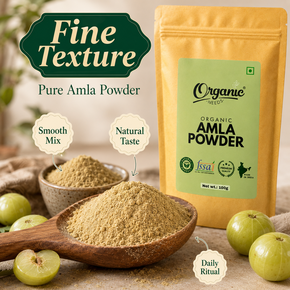 Organic Amla Powder | Pure Indian Amla Powder for Immunity, Digestion, Skin & Hair Wellness