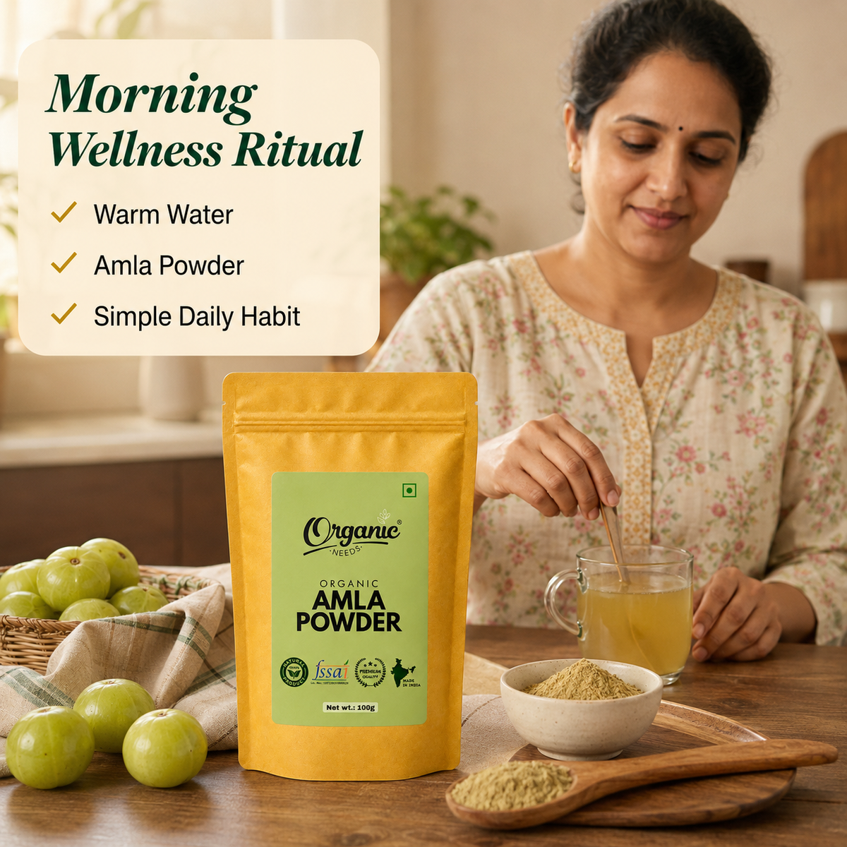 Organic Amla Powder | Pure Indian Amla Powder for Immunity, Digestion, Skin & Hair Wellness
