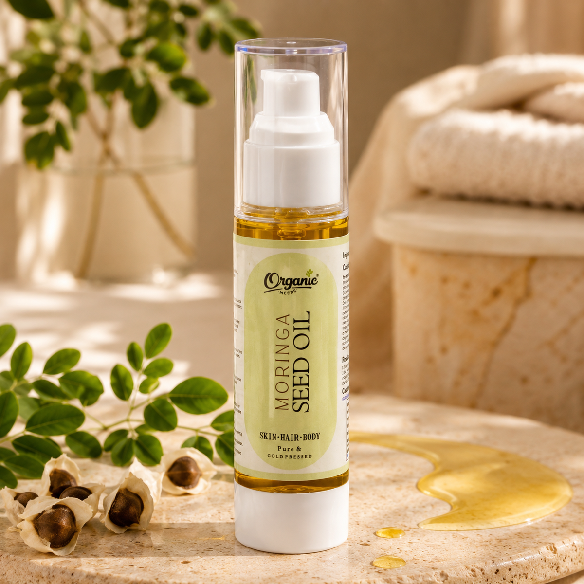 Organic Moringa Oil for Hair Growth & Skin Nourishment