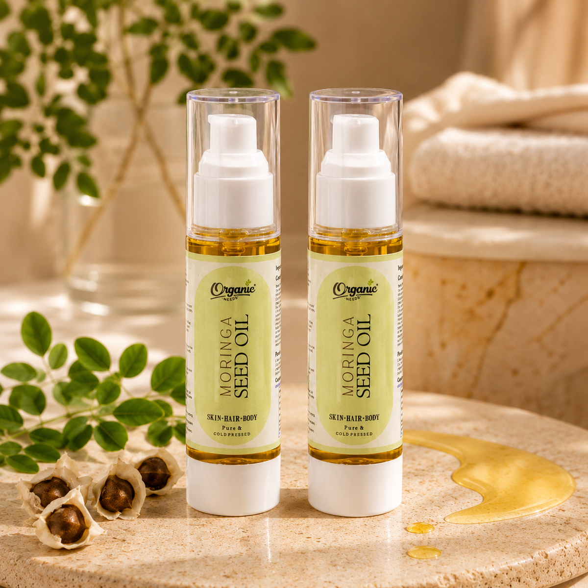 Organic Moringa Oil for Hair Growth & Skin Nourishment