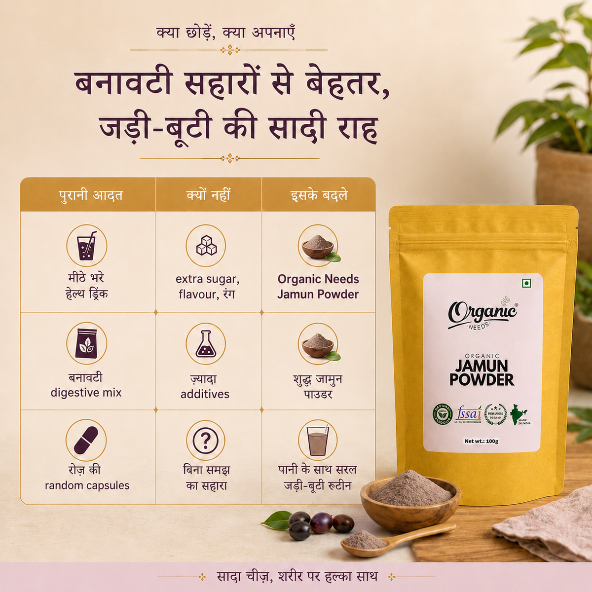 Organic Jamun Seed Powder | Jamun Beej Churna for Sugar-Conscious Wellness