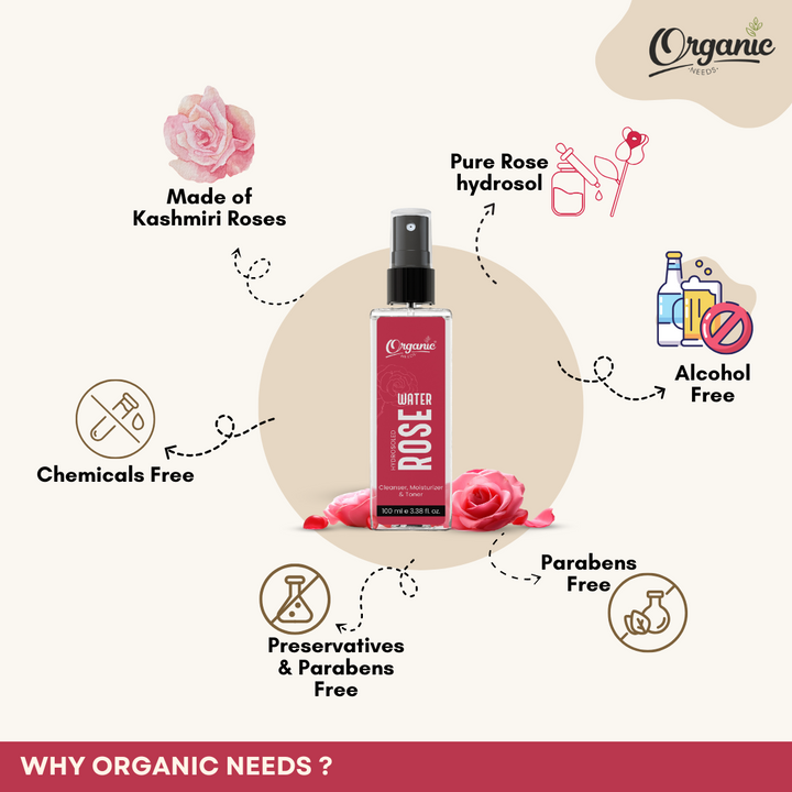 Rose Water – 100% Pure, Steam distilled, Natural, Hydrating Facial Mist
